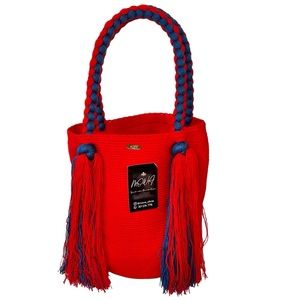 Wayuu Handbag Mochila Rapunzel Tassel Braided Straps Handmade Red NWT